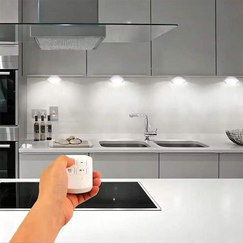 Smart Wireless LED Night Light Dimming Lights Touch Lamp Round with Remote Control for Indoor Kitchen Furniture Cabinet Wardrobe
