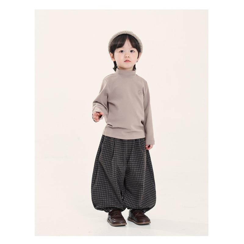 Boys Half Stand Collar Long Sleeve Bottoming Shirt Korean Style Kids Casual Top