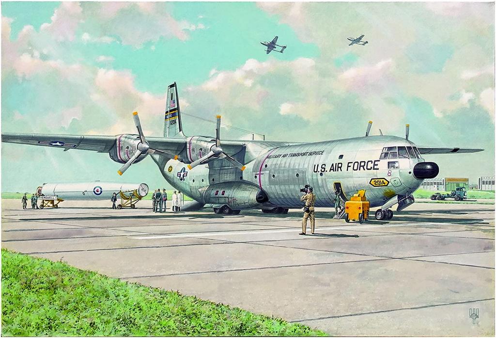 Roden 1/144 Scale US Air Force Douglas C-133 Large Transport Aircraft PGM-17 Thor with Medium-Range Missiles Plastic Model Kit RE14336