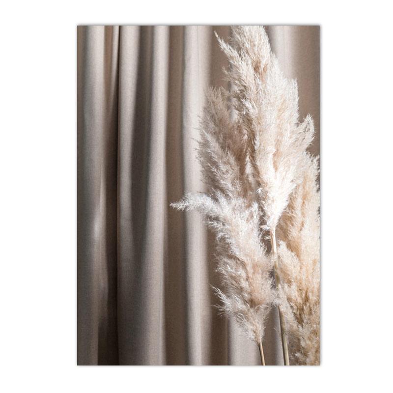 Béžový Bunny Tail Grass Nástěnné plakáty Přírodní pampy Reed Obraz na plátně Květinový umělecký plakát Malba Severské nástěnné obrazy Home Decor
