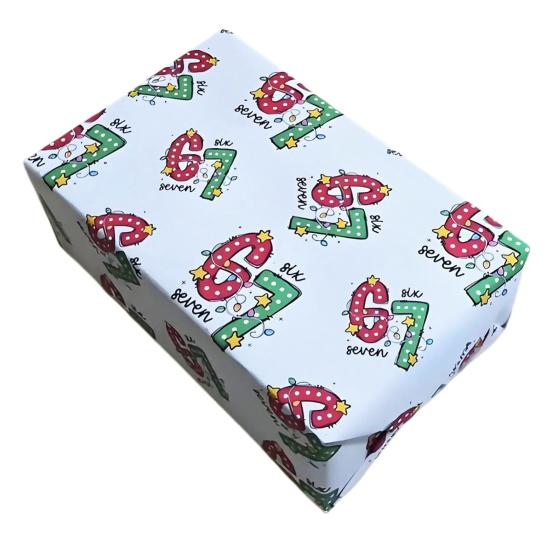 67 Christmas Wrapping Paper Funny 6 7 Meme Holiday Gift Wrap Santa Six Seven Festive Wrapping Paper for Teens Christmas Gift DIY Crafts