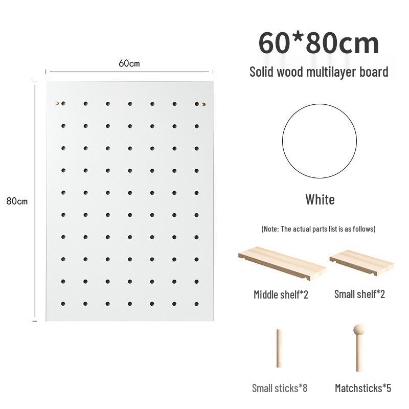 Solid Wood Pegboard Rack: Wall-Mounted & Desktop Storage Display for Entrance Hallway
