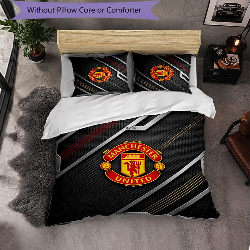 Vzor Manchester United 3dílná sada povlečení Měkký povlak na přikrývku z mikrovlákna s povlaky na polštáře do ložnice