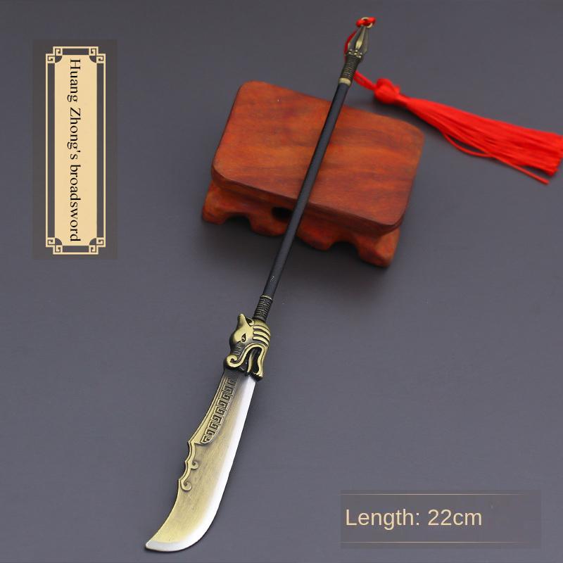 22cm Gold Spear Full Metal Lance Ancient Cold Weapon Model Ornament Toys for Men Boy Child Replica Miniatures With Fringe