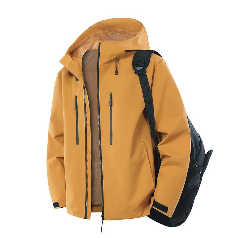 Solid Color Hooded Men's Fashionable Spring and Autumn Jacket Zipper Pocket Sports Top