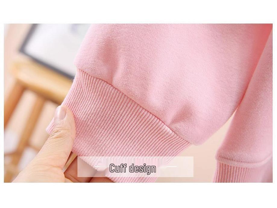 Girls' White Long Sleeve Sweatshirt - Spring Fashionable Top for Children