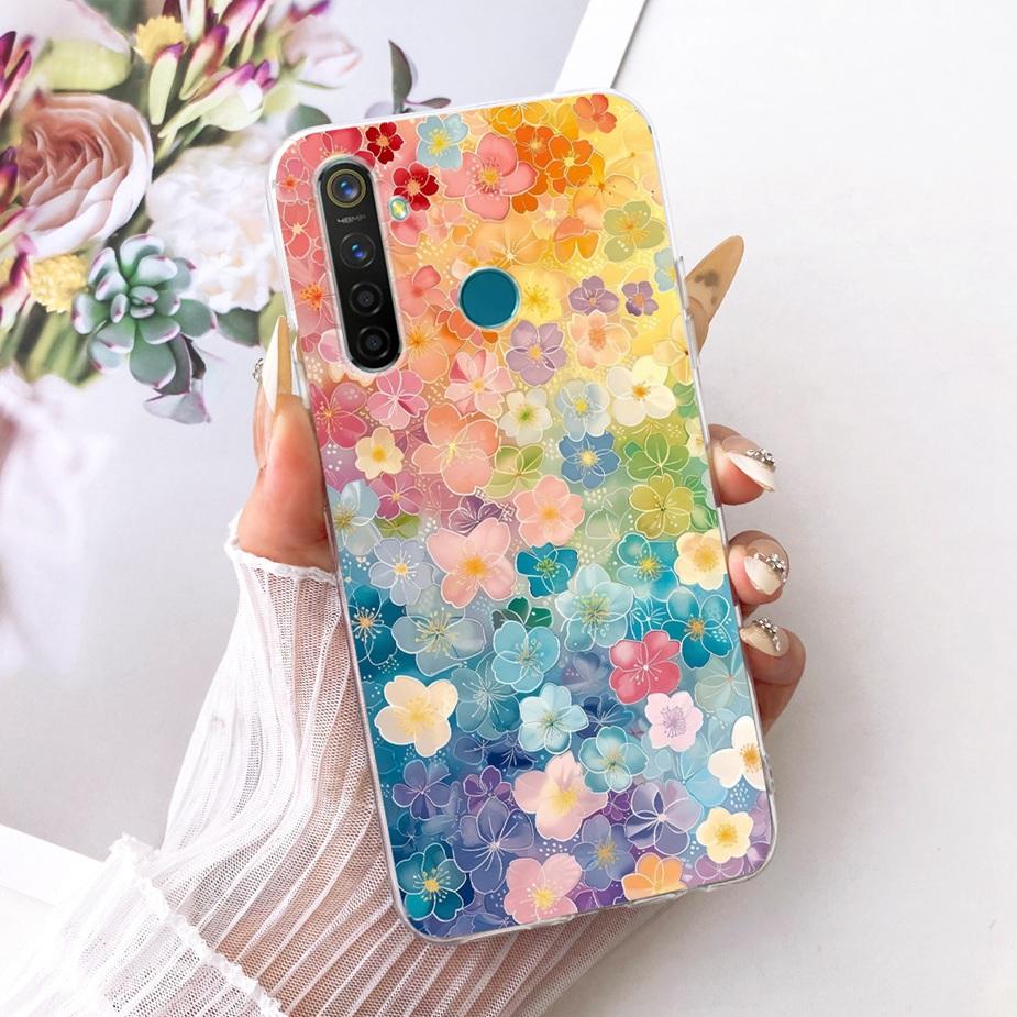 For Realme 5 5i 5S Realme5 Pro Luxury Bow Flowers Painted Cover Soft Silicone Phone Case For Realme 5 Pro 5i 5S Back Cover Coque