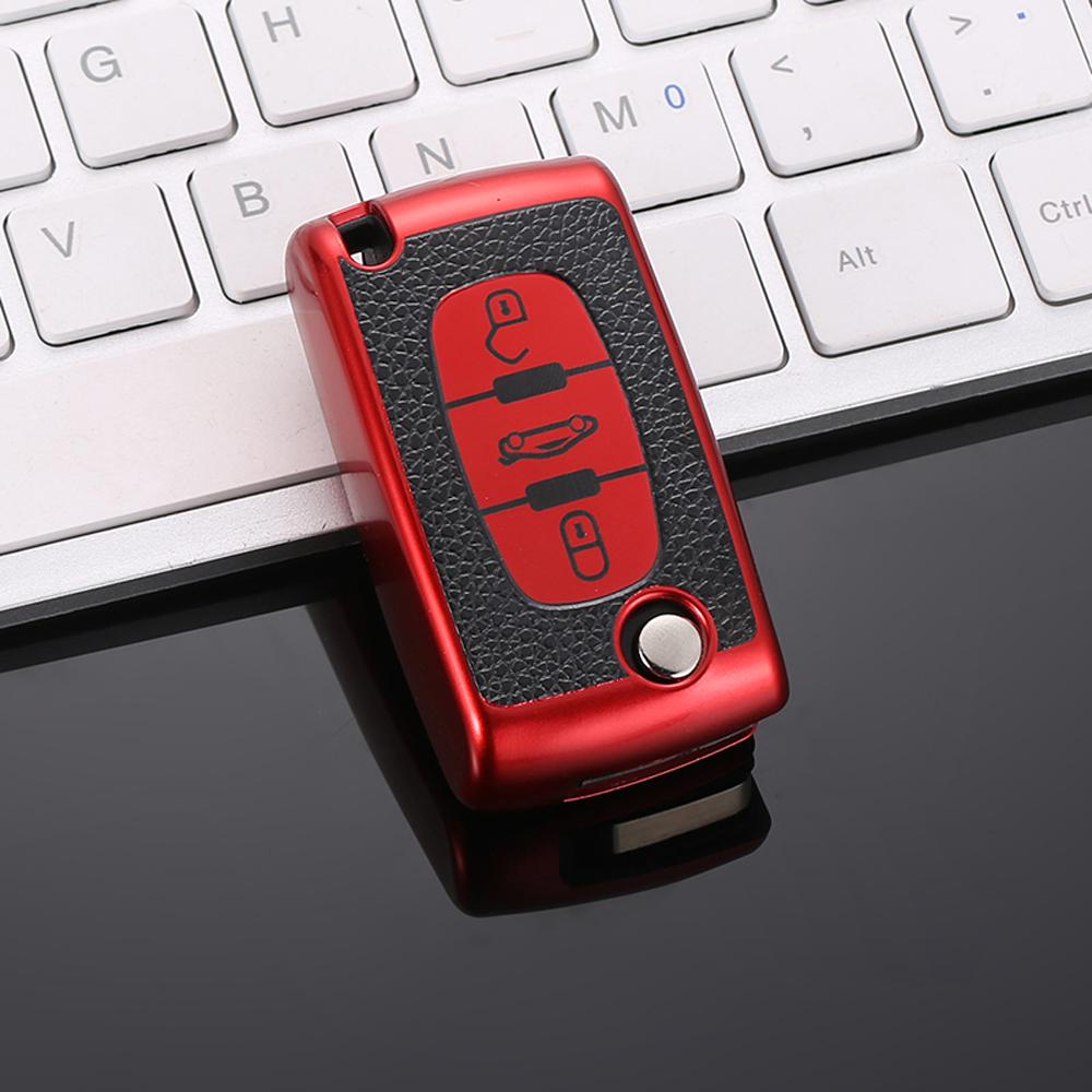 For Peugeot 206 307 407 607 For Citroen C2 C3 C4 C5 C6 Car 2/3 Button Key Cover Case Bag Shell Holder Protector Keychain