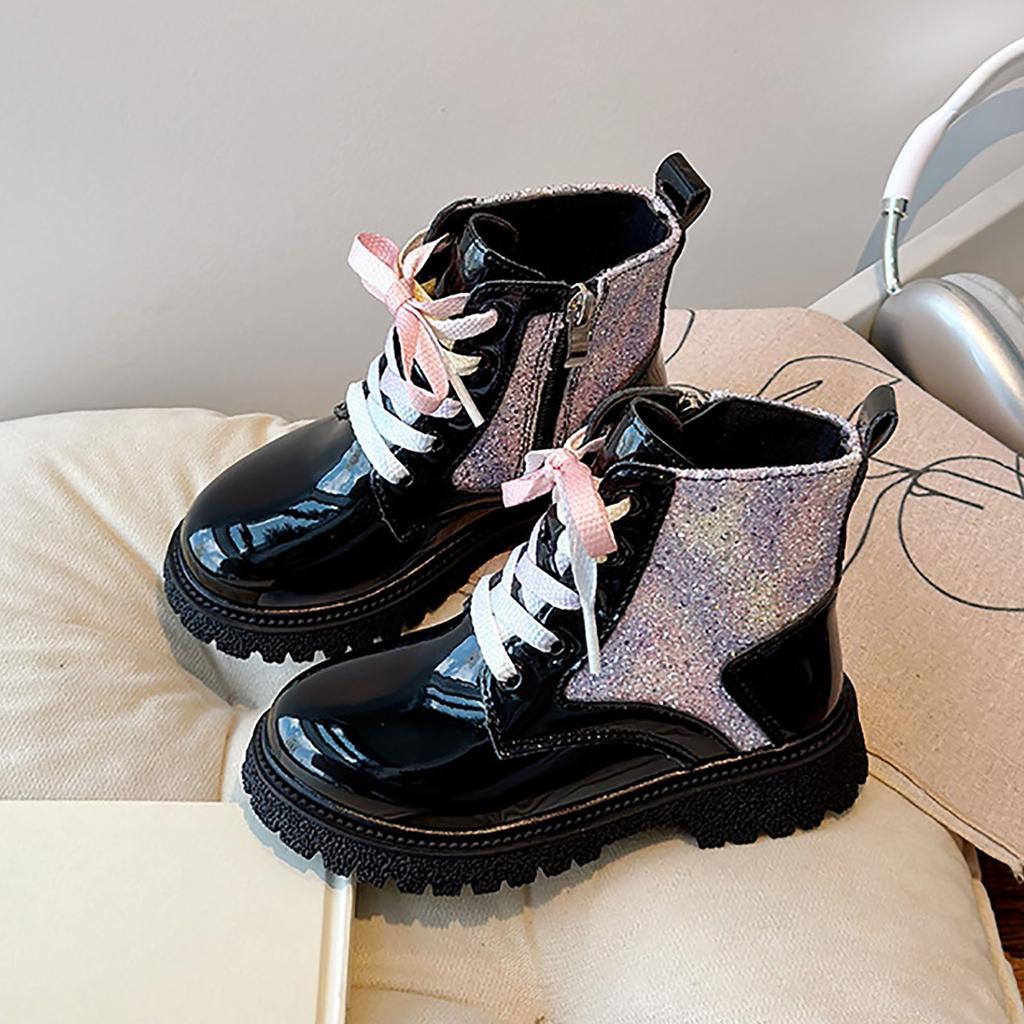 Children's Boots Boys Girls Single Boots Solid Color England Style Children Boy Girls Shoes Kids Fashion Shiny Small Short Boots