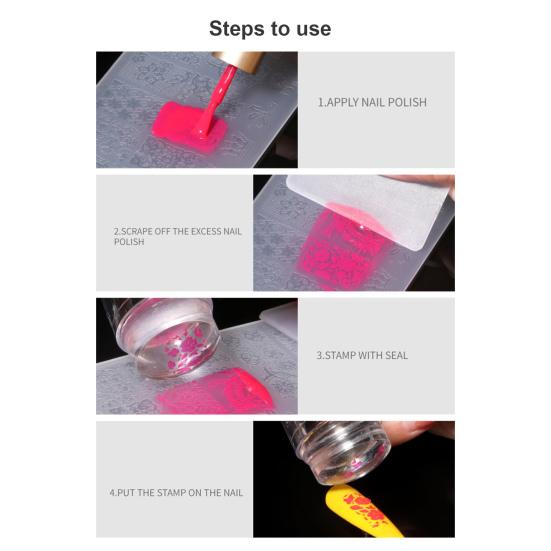 1 Set Nail Art Stamp Easy Printing Detachable High Durability DIY Fluorescent French Tip Nail Silicone Stamper Tool Nail Salon Supply