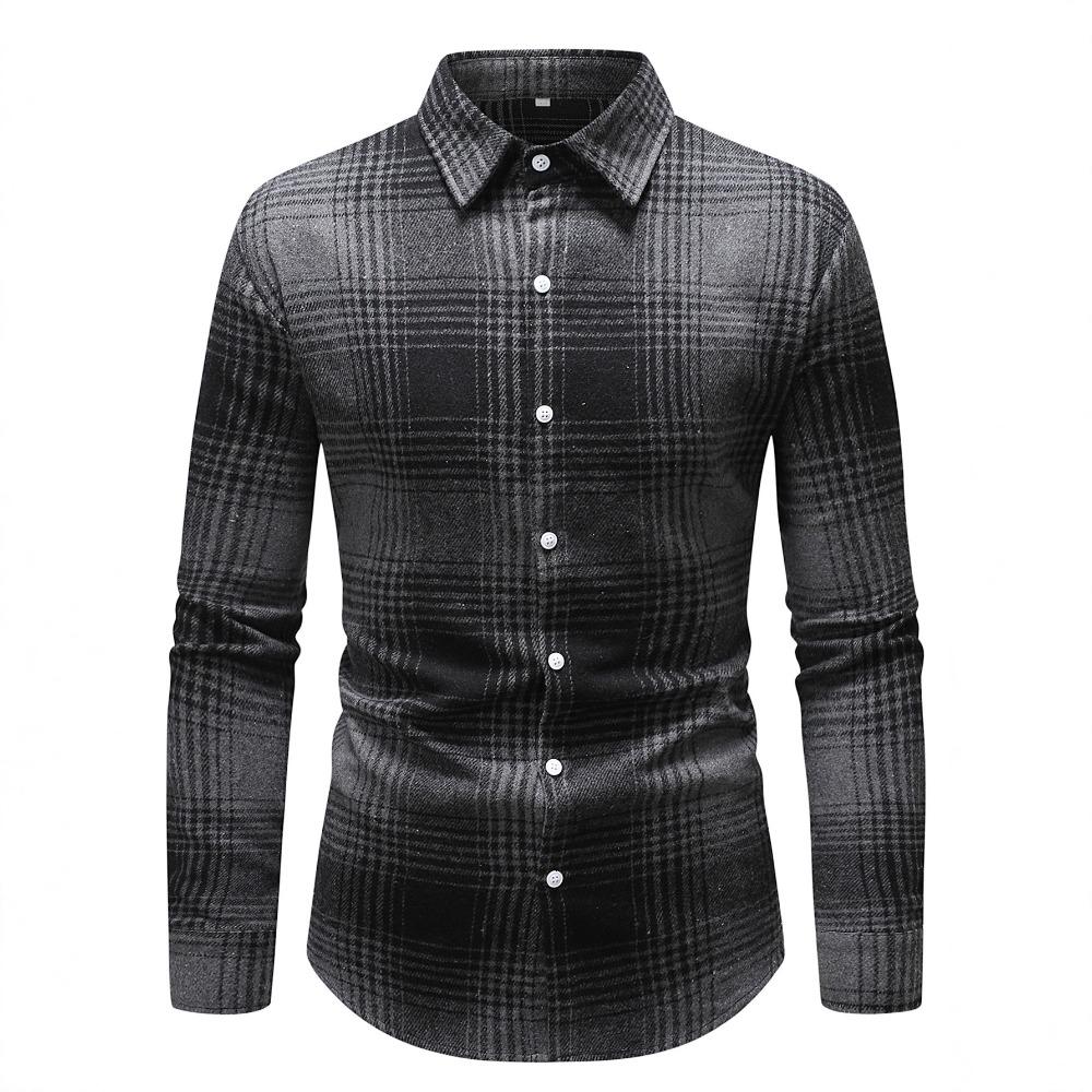 Men’s Checked Long-sleeved Shirt – Men’s Business and Casual Shirt