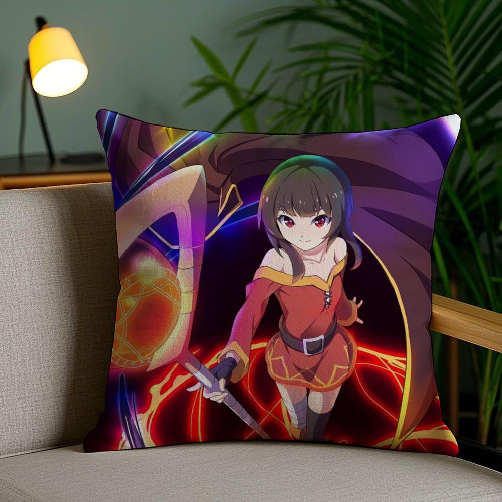 Cute M-Megumin Cushion Cover Soft Short Plush Double-Sided Printing Home Decor Machine Washable Pillow Case Gift