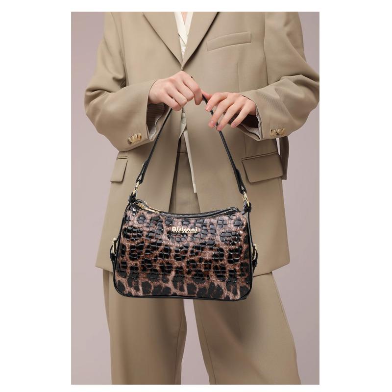 New Summer Solid Color Crossbody Shoulder Bag Fashionable Retro and Fashionable Crocodile Pattern Small Square Bag