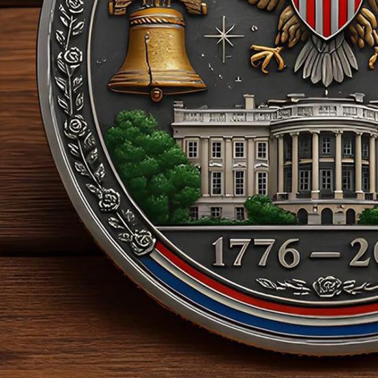 1/2Pcs America 250th Anniversary Souvenir Coin Carved United States History Collectible Coin US 250th Round Metal Keepsake Badge Patriotic Decoration