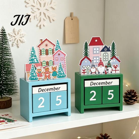 Nordic Style Christmas Decor Countdown Blocks, Desktop Advent Calendar with Movable Season Home Days Until Xmas Ornament for Office Gift Kids
