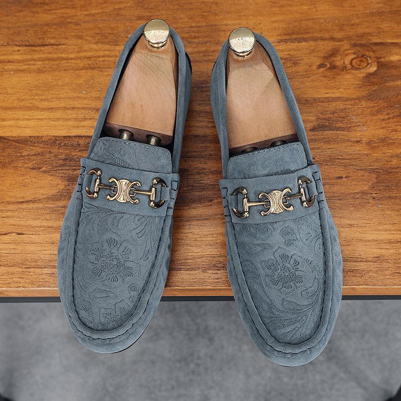 Doudou Schuhe Herren 2025 Herbst neue Slipper Freizeitschuhe aus Leder Britische Business-Loafer weiche Sohle atmungsaktiv Druck