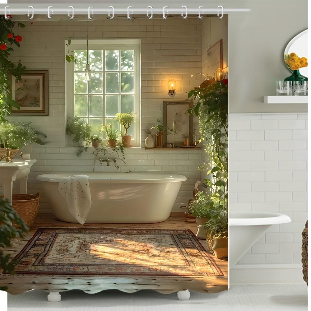 

Elegant And Luxurious Gold And Black Floral Shower Curtain With Geometric Patterns For A Modern, Elegant, And Sophisticated W60H190(CM)-1 Pcs