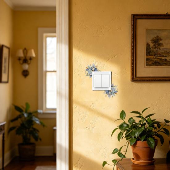 Flower Light Switch Sticker Removable Floral Wall Decal Self-Adhesive Socket Decor for Living Room Bedroom Kitchen
