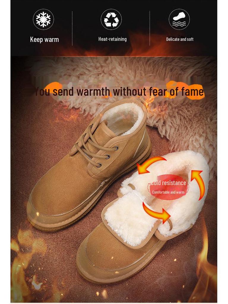 Men's High Top Non-Slip Snow Boots with Velvet Lining - Warm and Casual Winter Footwear