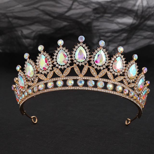 Luxury Silver AB Color Crystal Wedding Crown CZ Headbands Rhinestone Diadem Queen Crowns Princess Tiaras Bridal Hair Accessories