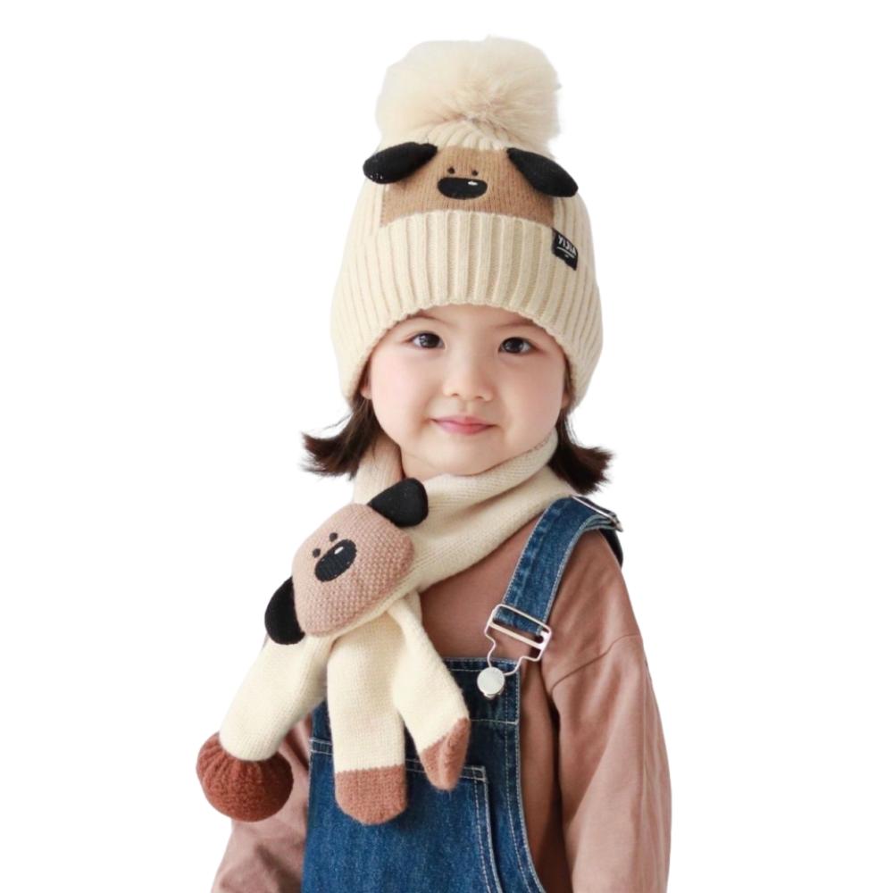 2Pcs Korean Style Children Hat Scarf Set Thickened Kid Pullover Cap Outdoor Activities