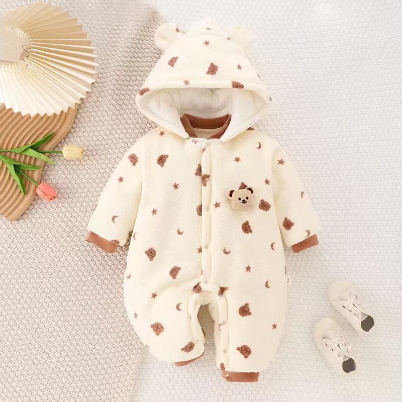 Cozy Cotton-Padded Baby Bodysuit: Thick Winter Wear for Newborn Crawling