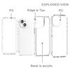 For iPhone 15 Case Hybrid Acrylic+TPU 3-in-1 Transparent Phone Cover