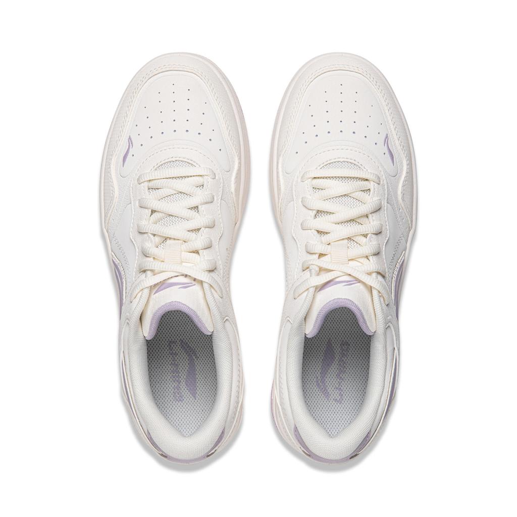 Li Ning Tianji Slip Resistant, Abrasion Resistant, Height Increasing Low Top Skateboard Shoes Women's White Purple AGCW066-4