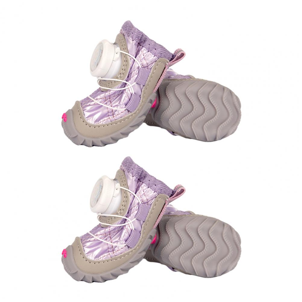 4Pcs Anti-Skid Dog Boots Fleece Lined Paw Protective Shoes with Adjustable Knobs Waterproof Dog Booties from Winter Snow Rain