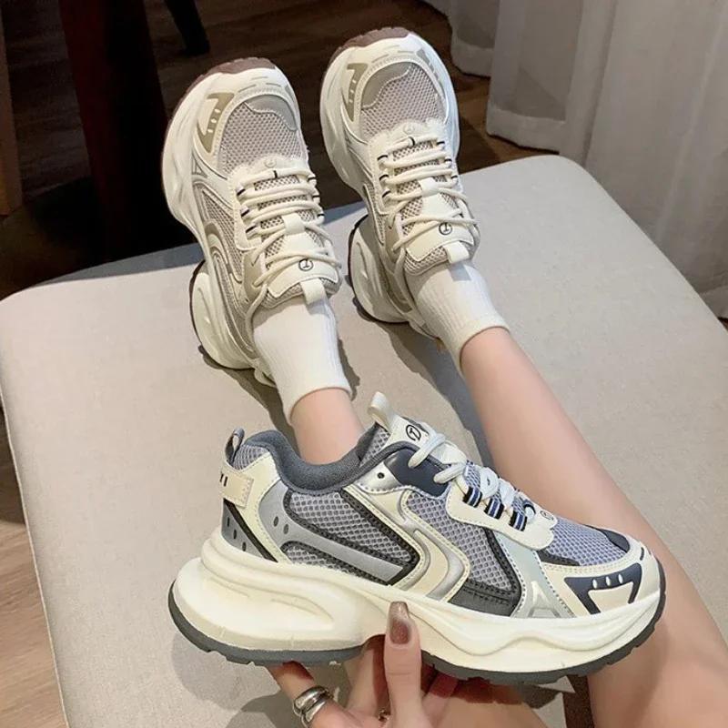 Fashion Thick Sole Dad Shoes for Women's New Mesh Breathable  Casual Sports Shoes Lightweight Running Shoes Zapatillas Mujer 2024