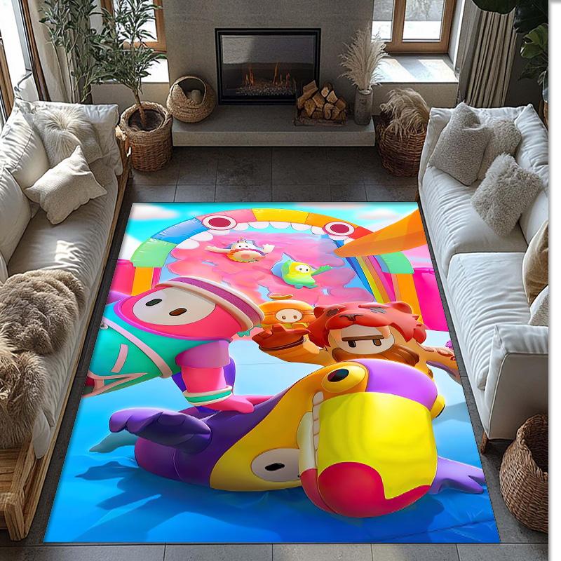 Fall Guys Crystal Velvet Rug, Soft Anti‑Slip Crystal Velvet Carpet for Living Room Bedroom Home Decor