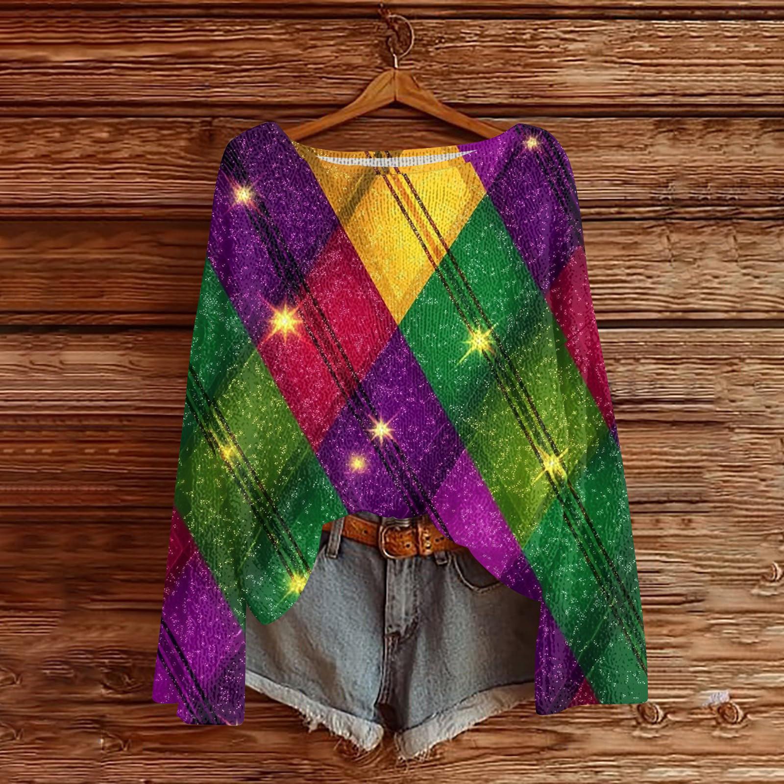 

Женский повседневный модный топ с круглым вырезом, с карнавальным принтом, с длинным рукавом, вязаный пуловер S