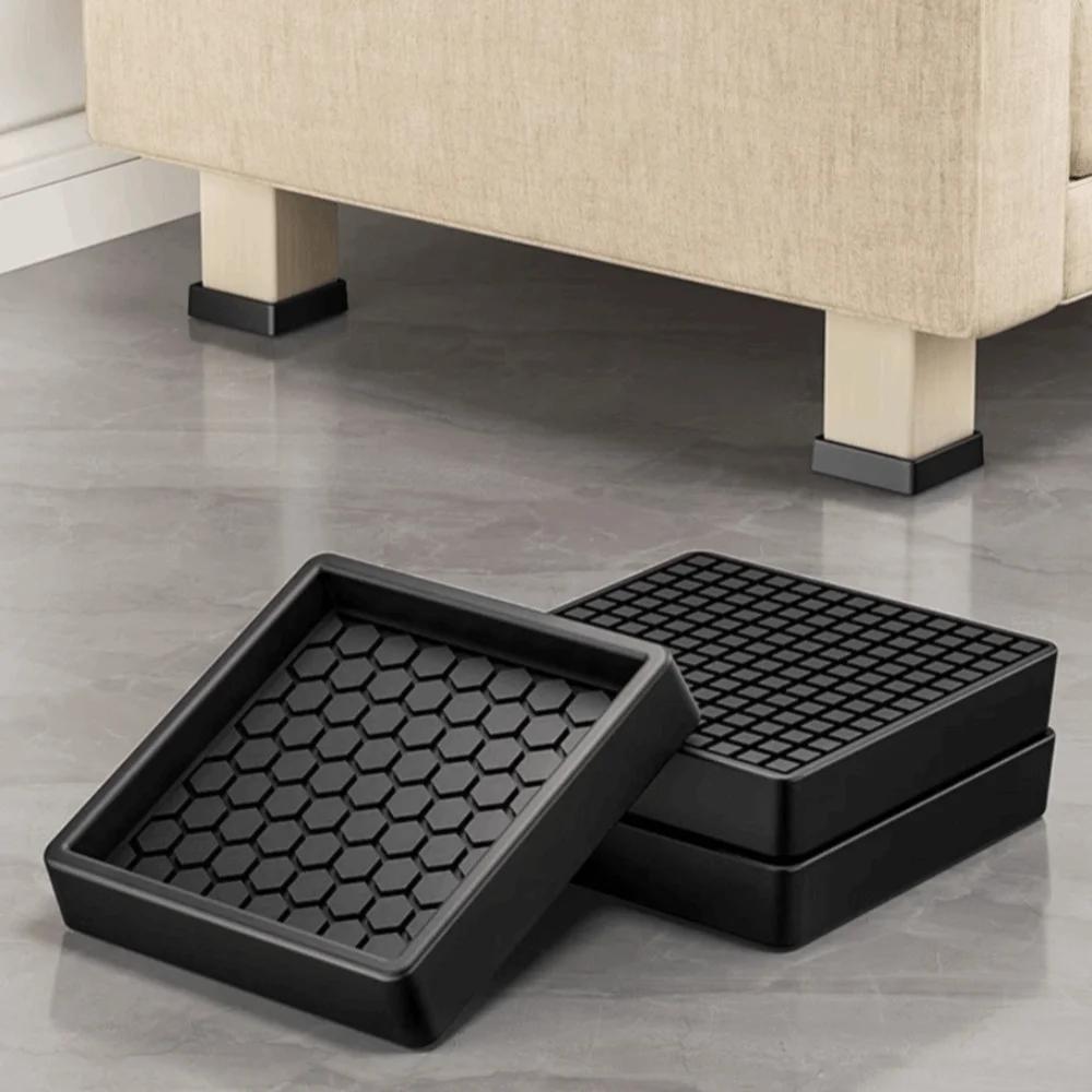 4PCS with Suction Cup Furniture Coasters Non Slip Silicone Rubber Caster Cups Anti Displacement Bed Couch Floor Protector