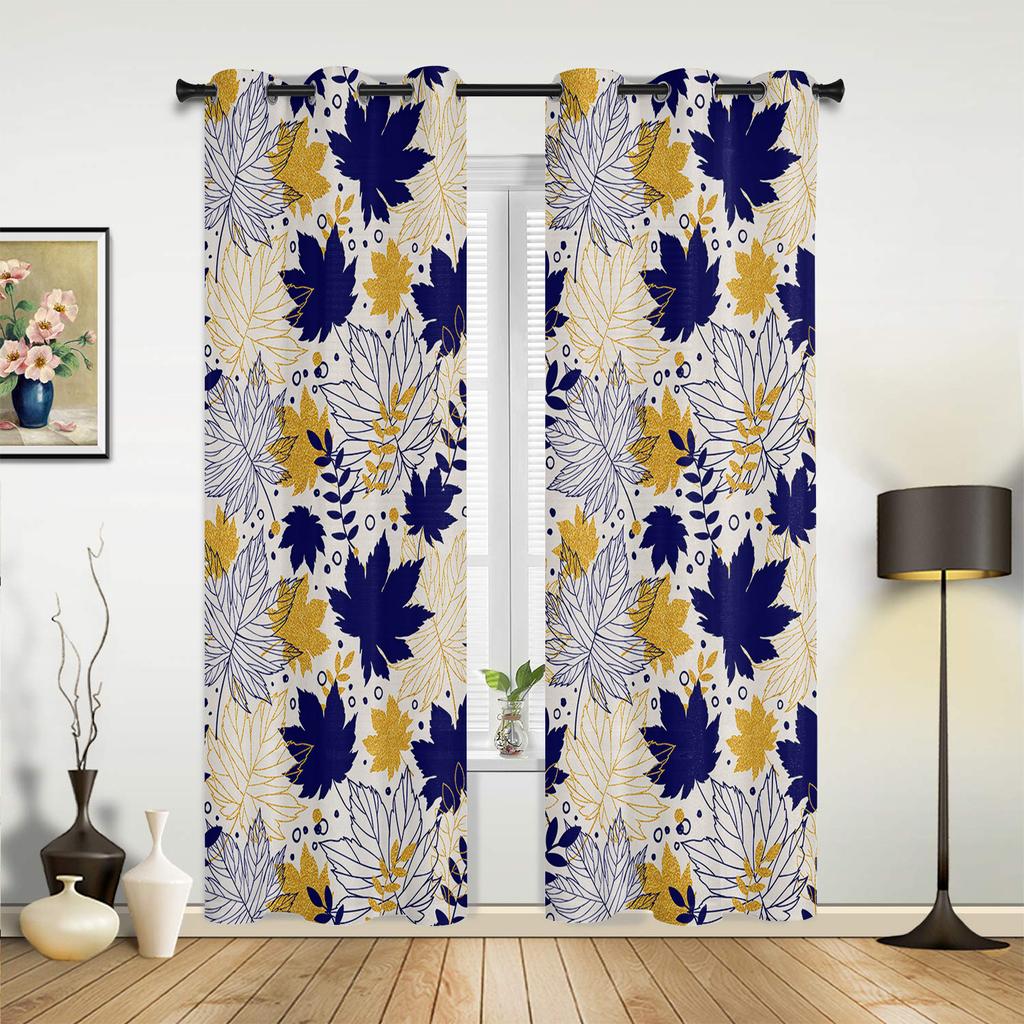 Autumn Thanksgiving Maple Leaf Texture Curtains for Bedroom Living Room Window Curtain Treatments Blinds Kitchen Decor Drapes