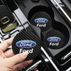 New 2026 Car Sticker 2Pcs Carbon Fiber Coaster Car Water Cup Anti-slip Pad Mat Auto Interior For Ford Focus Fiesta Mondeo Transi