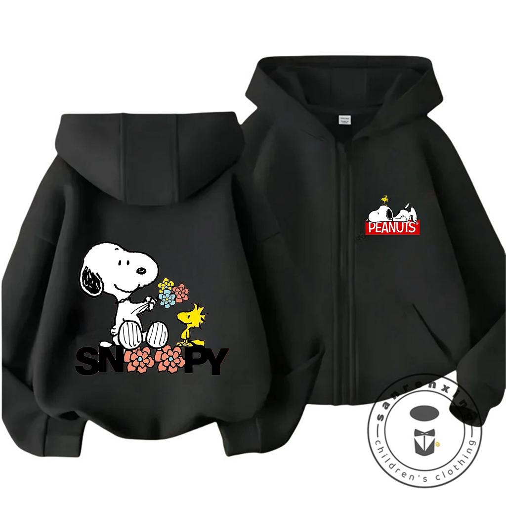 Boys Girls Cute Cartoon Zipper Hoodie Autumn Winter Trendy Fashion Street Style Kids Apparel