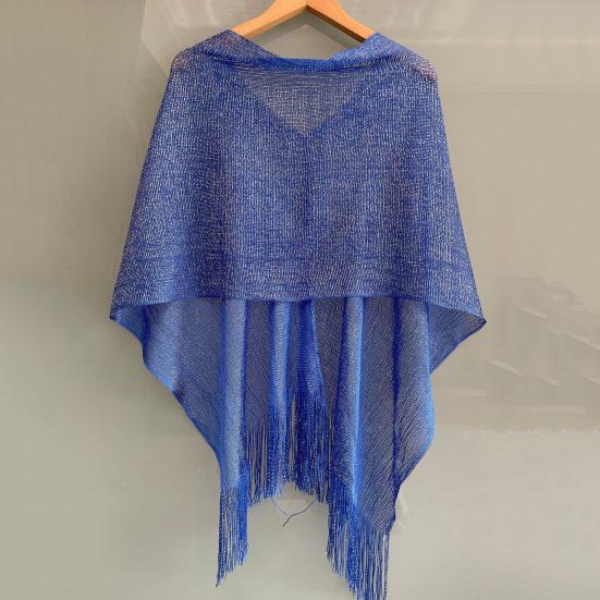 Women Beach Shawl Breathable Fabric Cover-up Shawl with Versatile Tassel Design Weddings Parties Travel Daily