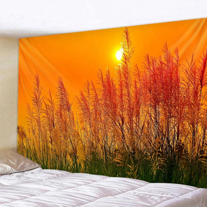 Wandbehang Boho Wandteppich Mandala Kunst Dekoration Wunderschöne Sonnenaufgang Sonnenuntergang Landschaft Groß