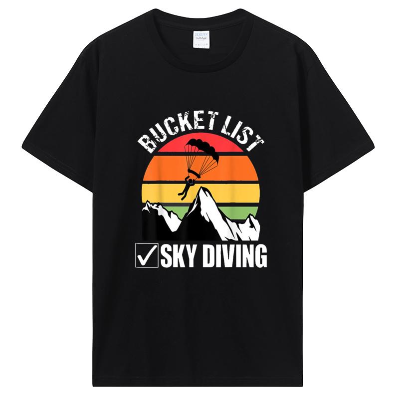 Funny Bucket List Sky Diving Vintage Skydiver Skydiving Parachute T Shirts Streetwear Short Sleeve Birthday Gifts Clothes Tees