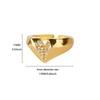 Zircon Geometric Heart Rings For Women Gold Color Stainless Steel Heart Couple Ring  Aesthetic Wedding Christmas Jewelry