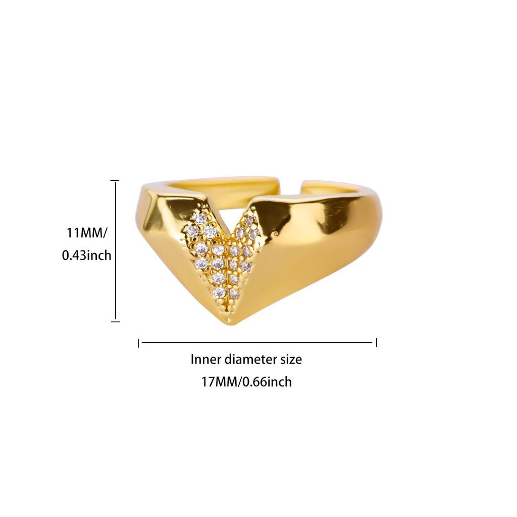 Zircon Geometric Heart Rings For Women Gold Color Stainless Steel Heart Couple Ring  Aesthetic Wedding Christmas Jewelry