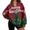 Women's Christmas Print Crewneck Sweatshirt, Lightweight Casual Trendy Pullover for Holiday Wear