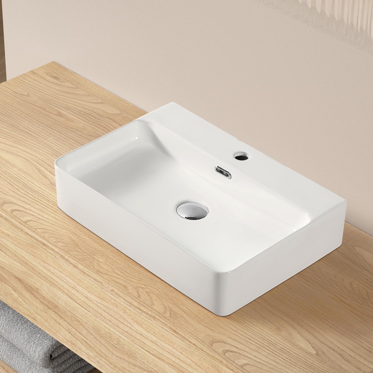 

Trap Drain Set Large Stylish Freestanding Ceramic Hand Hand Wash Bowl [S Included] Washbowl, Washstand, Washbowl, Washer, 610425130mm (Rectangular) белый