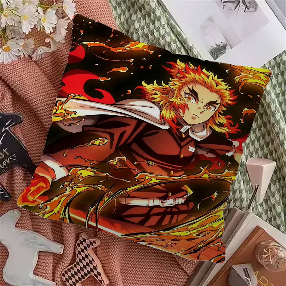 Rengoku Akaza Demon Slayer Anime Pillow Cover for Bedroom Room and Living Room Sofa Decorative Cushion Cover