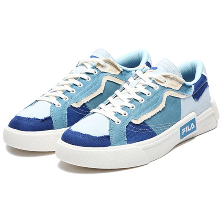 FILA Fusion Pop White Special Synthetic Leather Low-Top Canvas Shoes Women sneakers Blue T12W228207FSN