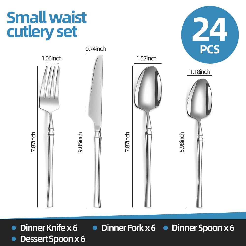 

Современный набор столовых приборов из нержавеющей стали 2025: Коллекция ножей, вилок и ложек из 24/30 предметов для отелей и ресторанов западной кухни.