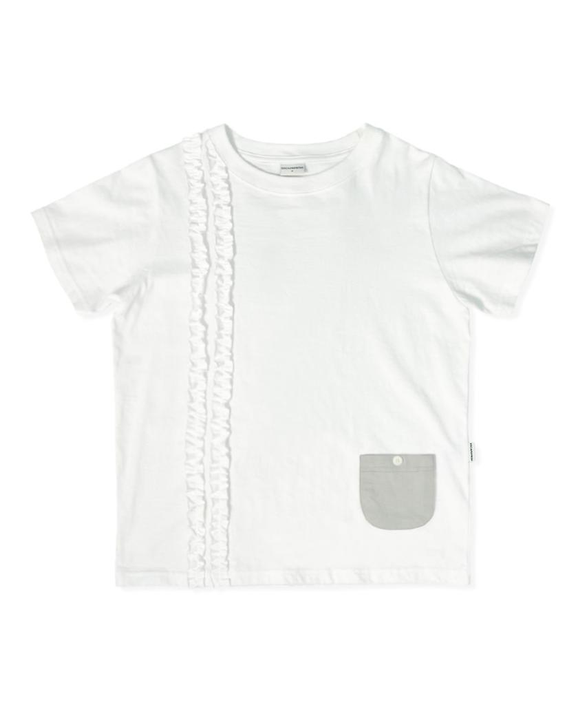 ESCAPEFROM [Escf X Hot Today] Frill Pocket Detail Standard Fit Short Sleeve T-Shirt White
