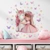 Girl Unicorn Butterfly Flower Wall Sticker Pink Self Adhesive Removable Kids Room Nursery Decor