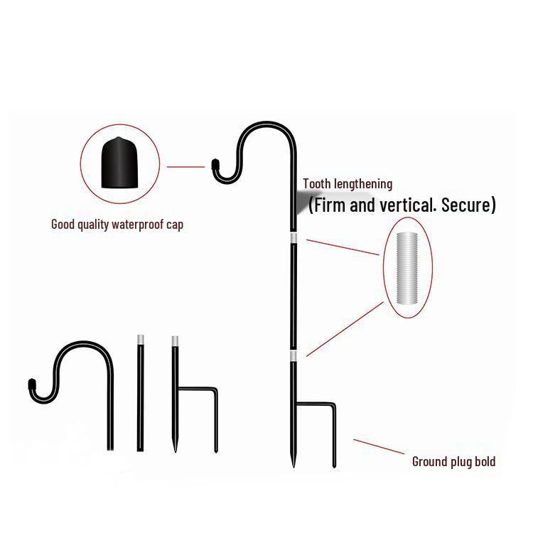Rust-Proof Outdoor Shepherd Hook: Detachable Iron Craft for Yard and Garden