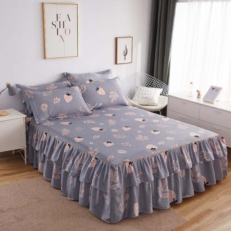 1 stk Sengeteppe i pastoral stil colchas de cama matrimonial Dobbel blondeskjørt til seng King Laken Skjørt (putevar trenger bestilling)